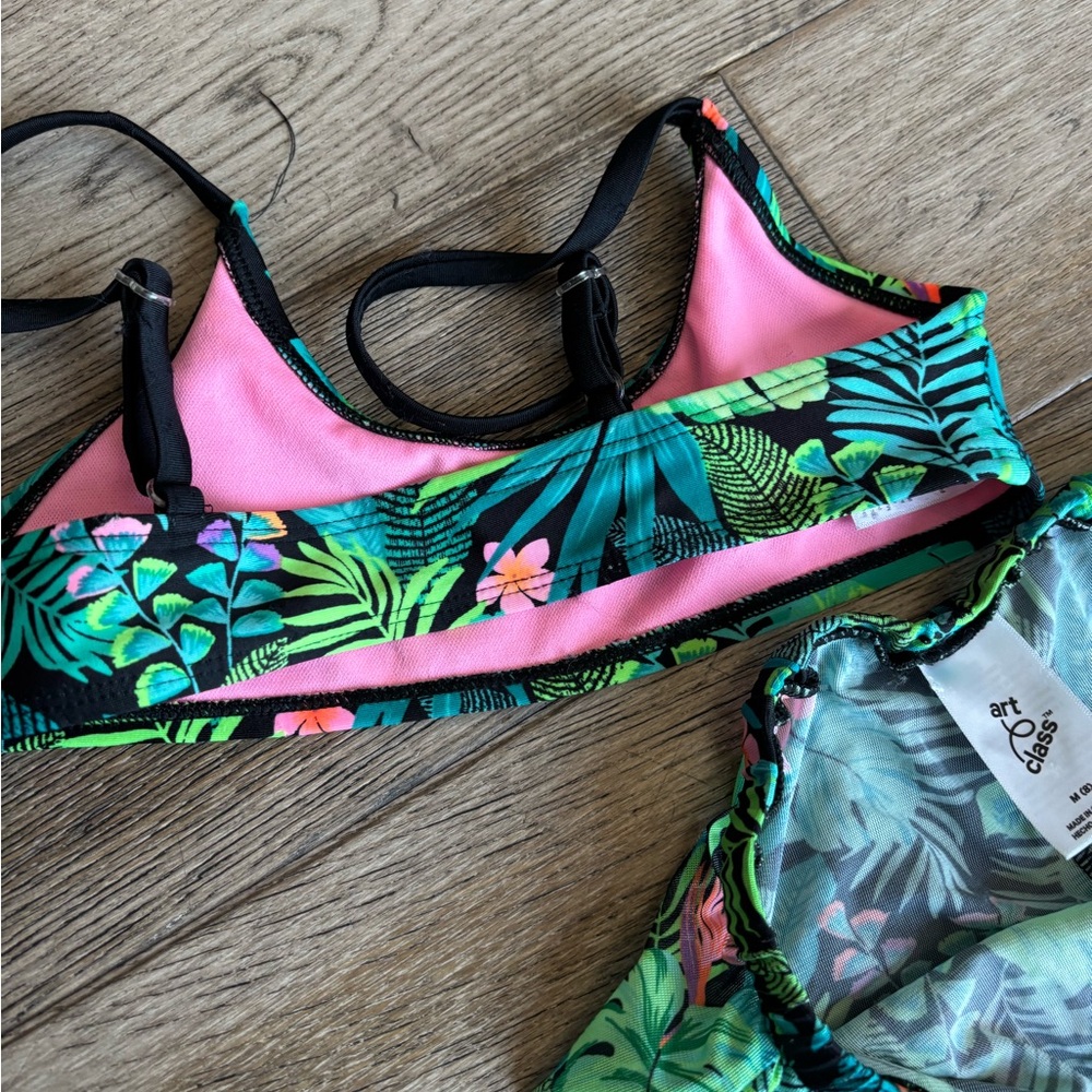Art Class Tropical Leaf Print Kids Pajama Set - Picture 3 of 5